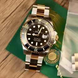 ROLEX SEA-DWELLER 126603 GOLD AND SILVER OYSTER BRACELET WITH BLACK BEZEL UNWORN