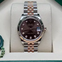 ROLEX DATEJUST 31 NEW 2025 CHOCOLATE DIAMOND TWO TONE ROSE GOLD FLUTED JUBILEE