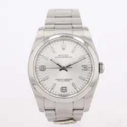 ROLEX OYSTER PERPETUAL DOMINOS SILVER DIAL AUTOMATIC STAINLESS STEEL MEN'S WATCH
