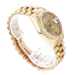 ROLEX Day Date Bark 8P Diamond 2P Baguette Diamond 18248A Champagne Gold T N...