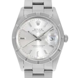 ROLEX OYSTER PERPETUAL DATE 15210 SILVER BAR D NUMBER SECOND HAND MENS