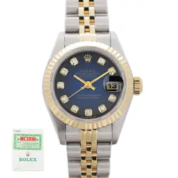 ROLEX DATEJUST 10P DIAMOND BLUE GRADIENT T  69173G  STAINLESS STEEL/YG 1996 ...