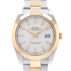ROLEX DATEJUST 41 126303 WHITE INDEX STEEL YELLOW GOLD OYSTER MENS WATCH