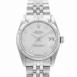 ROLEX DATEJUST 31 68274 SILVER DIAMOND WHITE GOLD JUBILEE LADIES WATCH 1995