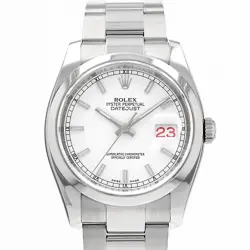ROLEX DATEJUST 36 116200 WHITE INDEX RED DATE STEEL OYSTER MENS WATCH 2007
