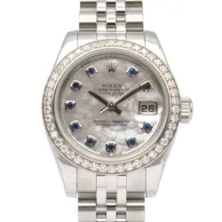 ROLEX DATEJUST 10P SAPPHIRE RANDOM WRIST WATCH 179384 AT WINDING K18WG SS