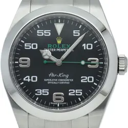 ROLEX AIR KING WATCH CURRENT WARRANTY 116900 STAINLESS STEEL MENSWATCH BLACK...