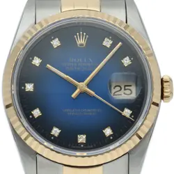 ROLEX DATEJUST MEN'S WATCH 10P DIAMOND BLUE GRADIENT DIAL 16233G(X) K18YG/ST...
