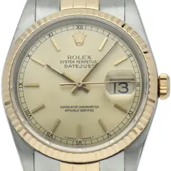 ROLEX DATEJUST MEN'S WATCH OVERHAULED 16233(L) K18YG/STAINLESS STEEL MENSWAT...