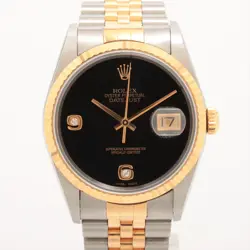 ROLEX DATEJUST 16233G SS×YG AT ONYX DIAL 2 EXTRA LINKS