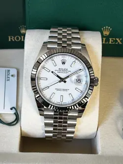 2025 NEW Rolex DateJust 41mm White Dial Jubilee White Gold Fluted 126334 B&P