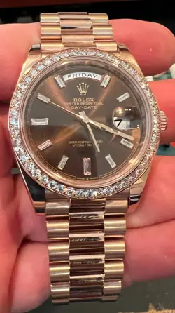 ROLEX DAY-DATE PRESIDENT 40MM 18K GOLD 228345 CHOCOLATE DIAMOND OYSTER 2022