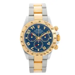ROLEX DAYTONA CHRONOGRAPH 116523 BLUE DIAL 18K YELLOW GOLD & STEEL  BOX & BOOKS.
