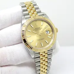 ROLEX 126333 DATEJUST 41 18K/SS WITH CHAMPAGNE STICK DIAL ON JUBILEE