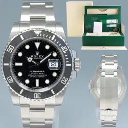 2025 RSC MINT PAPERS ROLEX SUBMARINER DATE 116610 STEEL BLACK DIAL CERAMIC WATCH