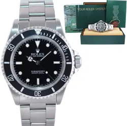 1998 ROLEX SUBMARINER NO-DATE 2 LINE TRITIUM DIAL 14060 STEEL BLACK 40MM WATCH