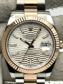 ROLEX DATEJUST 41MM SILVER MOTIF DIAL TWO TONE OYSTER BRACELET 126331 B&P 2023