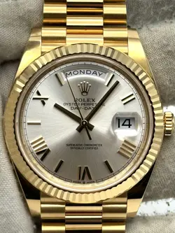 ROLEX DAY DATE 40MM SILVER ROMAN DIAL YELLOW GOLD 228238 BOX & PAPERS 2022