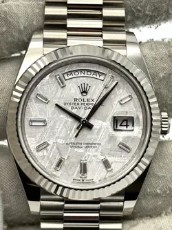 ROLEX DAY DATE 40MM METEORITE DIAL WHITE GOLD BRACELET 228239 BOX & PAPERS 2025