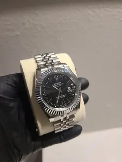 ROLEX DATEJUST 41MM FLUTED BEZEL BLACK INDEX DIAL JUBILEE - 126334