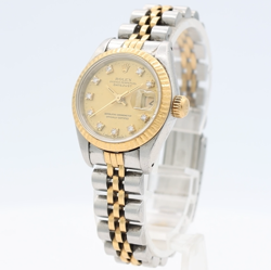 Vintage 1987 Rolex 69173 Datejust Diamond Two Tone Ladies Automatic Wristwatch