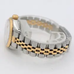 Vintage 1987 Rolex 69173 Linen Datejust Two Tone Ladies Automatic Wristwatch