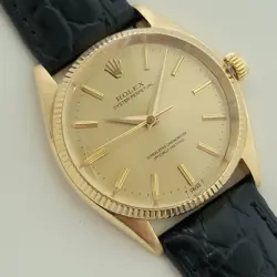 MENS ROLEX OYSTER PERPETUAL REF 1005 34MM 18K SOLID GOLD 1960S AUTOMATIC RA423B