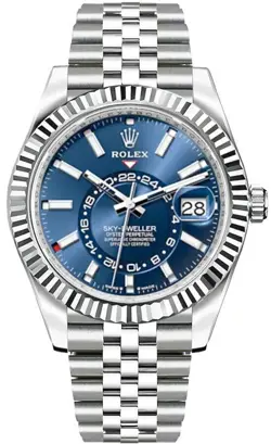 ROLEX SKY-DWELLER AUTOMATIC BLUE DIAL STEEL JUBILEE BRACELET MENS LUXURY WATCH