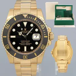 MINT ROLEX SUBMARINER BLACK DIAMOND SERTI DIAL CERAMIC 116618LN YELLOW GOLD