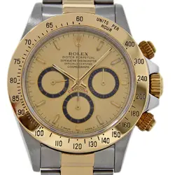 ROLEX DAYTONA CHRONOGRAPH ZENITH INVERTED 6 16523 STEEL GOLD CHAMPAGNE #I2626