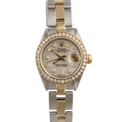 1993 ROLEX DATEJUST 6917 STEEL & 18K MOP DIAMOND DIAL BEZEL 26MM LADIES WATCH