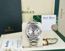 ROLEX SS DATEJUST SILVER CONCENTRIC - SMOOTH BEZEL OYSTER BAND 116244 SANT BLANC