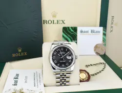 ROLEX SS DATEJUST BLACK CONCENTRIC - SMOOTH BEZEL JUBILEE BAND 116244 SANT BLANC