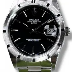 ROLEX DATE 15210 STAINLESS STEEL 34MM BLACK DIAL