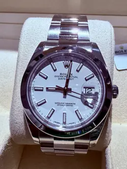 ROLEX DATEJUST 41 126300 WHITE DIAL STAINLESS STEEL SMOOTH BEZEL OYSTER BRACELET
