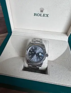 ROLEX DATEJUST 41MM SLATE DIAL INDEX 126334 FLUTED BEZEL OYSTER COMPLETE SET