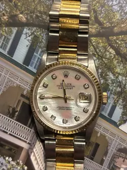 ROLEX DATEJUST 16233 SILVER AND GOLD OYSTER BRACELET 36MM