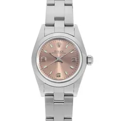 ROLEX OYSTER PERPETUAL 76080 PINK 369 WHITE BAR P NUMBER SECOND HAND WOMEN