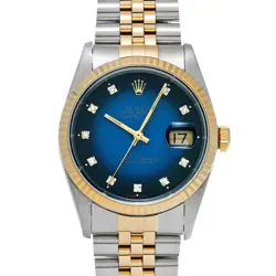 USED ROLEX DATEJUST 16233G BLUE CASE SIZE 36×36MM MEN'S WATCH #437018