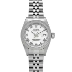 USED ROLEX DATEJUST 69174 WHITE CASE SIZE 26×26MM LADIES WATCH #414718