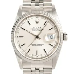 USED ROLEX DATEJUST 16220 SILVER CASE SIZE 36MM MEN'S WATCH #411618