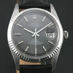 ROLEX 1601 DATEJUST AUTOMATIC CAL 1570 GRAY CUSTOM DIAL MEN`S DATE DRESS WATCH