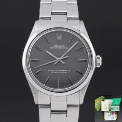 ROLEX OYSTER PERPETUAL 1002 34MM 1973 STEEL GRAY DIAL FULLSET 1Y WARRANTY