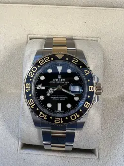 ROLEX GMT-MASTER II TWO TONE YELLOW GOLD BLACK DIAL