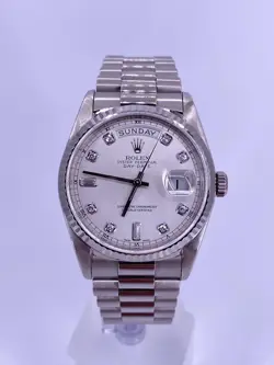 ROLEX DAY-DATE 36 ORIGINAL DIAMOND DIAL 18K WHITE GOLD