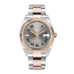 ROLEX DATEJUST 41 WATCH 41MM WIMBLEDON GREY ROMAN NUMERALS DIAL ROSE GOLD