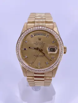 ROLEX DAY-DATE 36 PRESIDENT ORIGINAL DIAMOND DIAL CUSTOM BEZEL