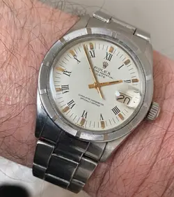 ROLEX OYSTER PERPETUAL DATE AUTOMATIC CHRONOMETER BOXED ROMAN DIAL