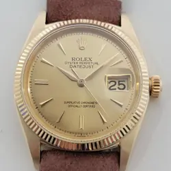 MENS ROLEX OYSTER REF 6605 DATEJUST 14K SOLID GOLD 36MM AUTOMATIC 1950S RA480B