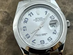 ROLEX DATEJUST 41 AUTOMATIC WITH SILVER DIAL WITH BLUE ARABIC PREOWNED